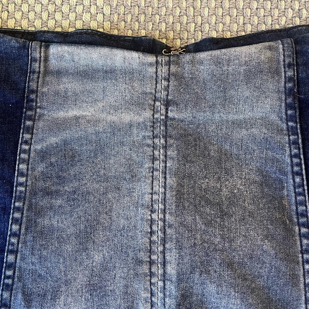 NWOT Free People Denim Colorblock Mini Skirt - Picture 2 of 7